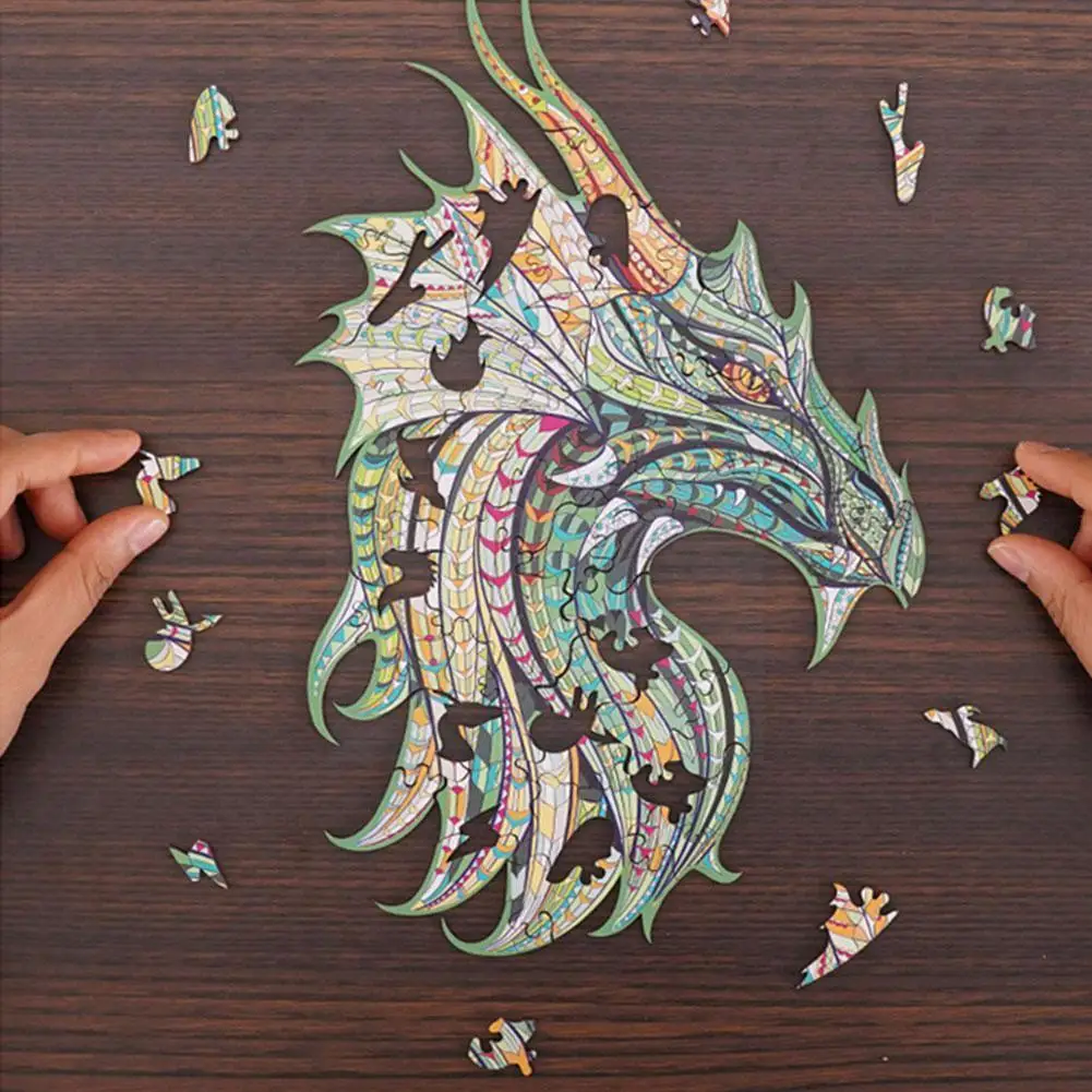 

Animals Puzzle Shaped Jigsaw Pieces - Wooden Animal Dragon Jigsaw Puzzle C4c9
