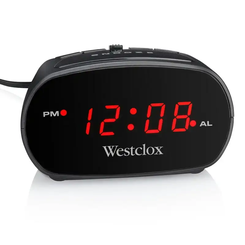 

Black Digital Red LED Bedside or Desk Alarm Clock with Adjustable Hi/Lo Alarm Volume and Snooze