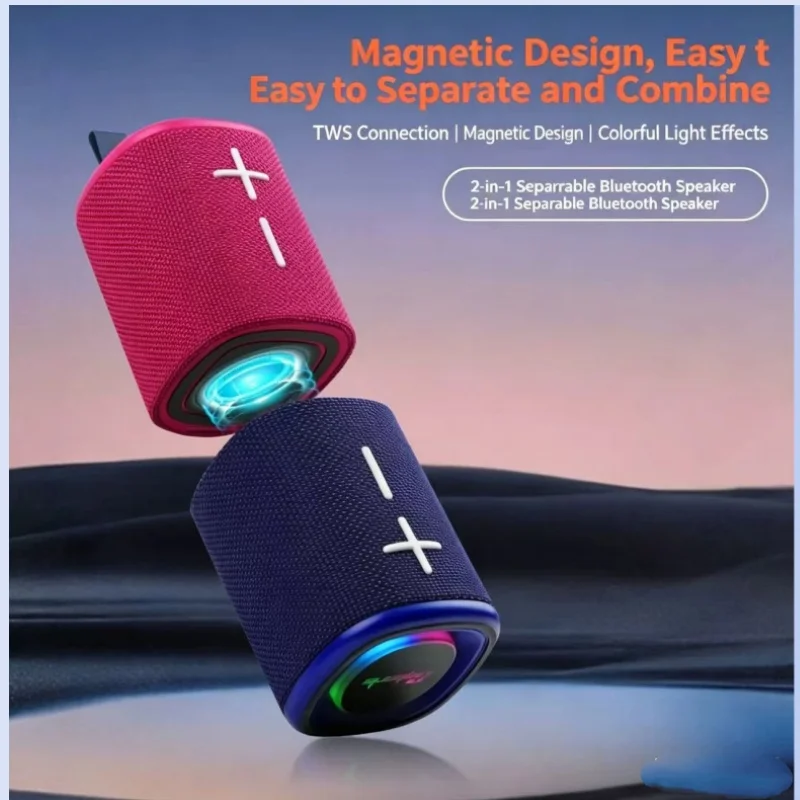 Фото Портативная беспроводная Bluetooth-колонка Cyboris 20W Split Design 2-в-1 со стереозвуком, водонепроницаемостью IPX6, RGB-подсветкой и TWS HIFI-звуком №1