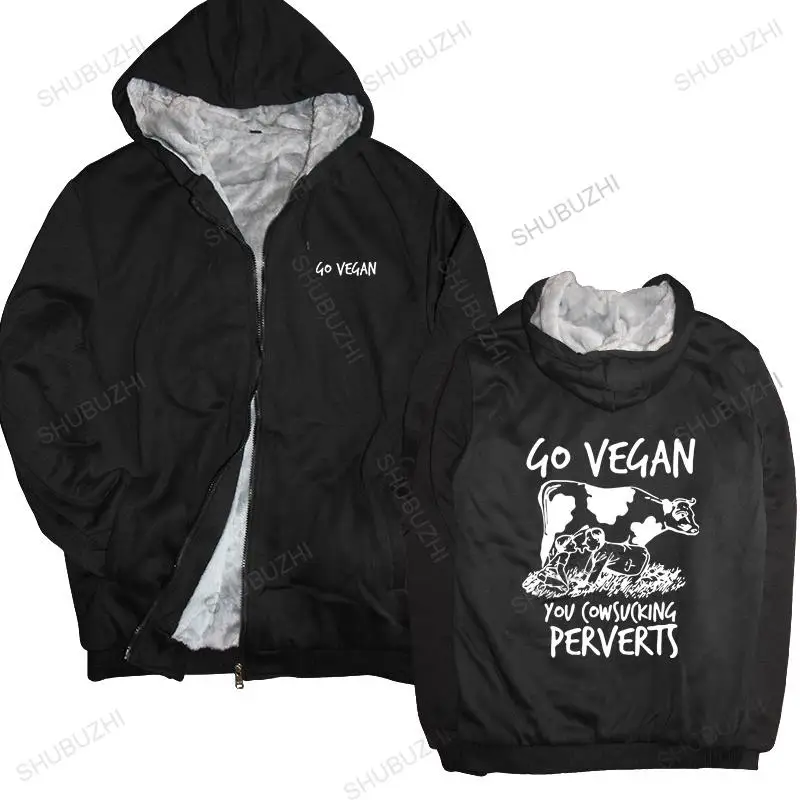 

men winter warm black hoody Go Vegan You Cowsucking Perverts warm hoodies homme sweatshirt