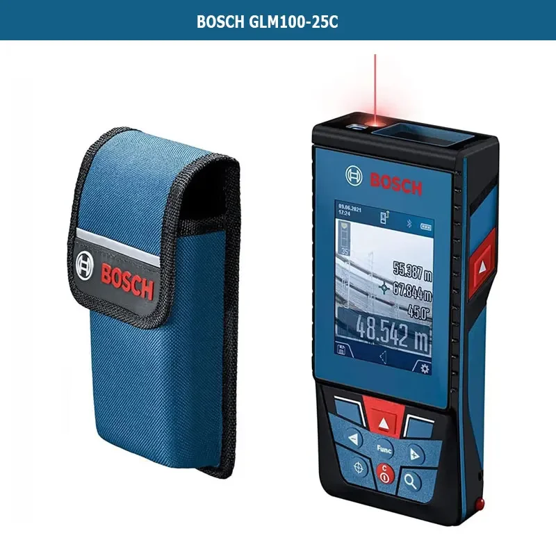 Фото Лазерный дальномер Bosch GLM 100-25C Professional, оптический измеритель расстояния 100 м, точное геодезическое оборудование №1