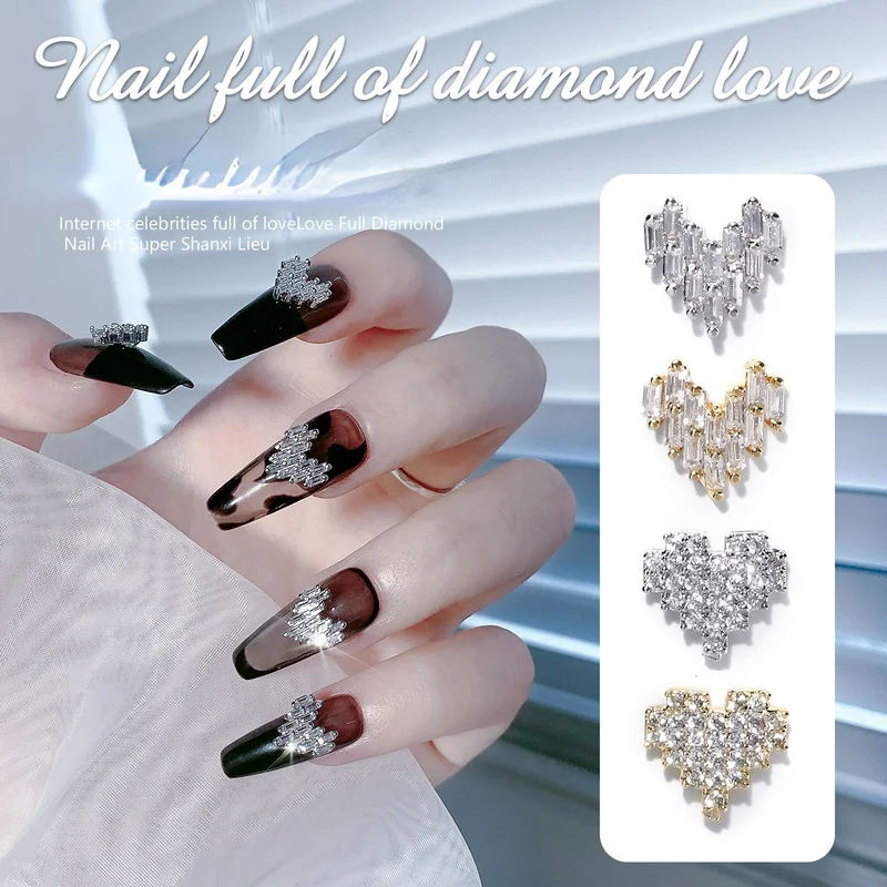 

2021 New Nail Art Jewelry Japanese Heart Shaped Zircon Nail 3d Charms Decorative Nails Rhinestones Diamond Accessories