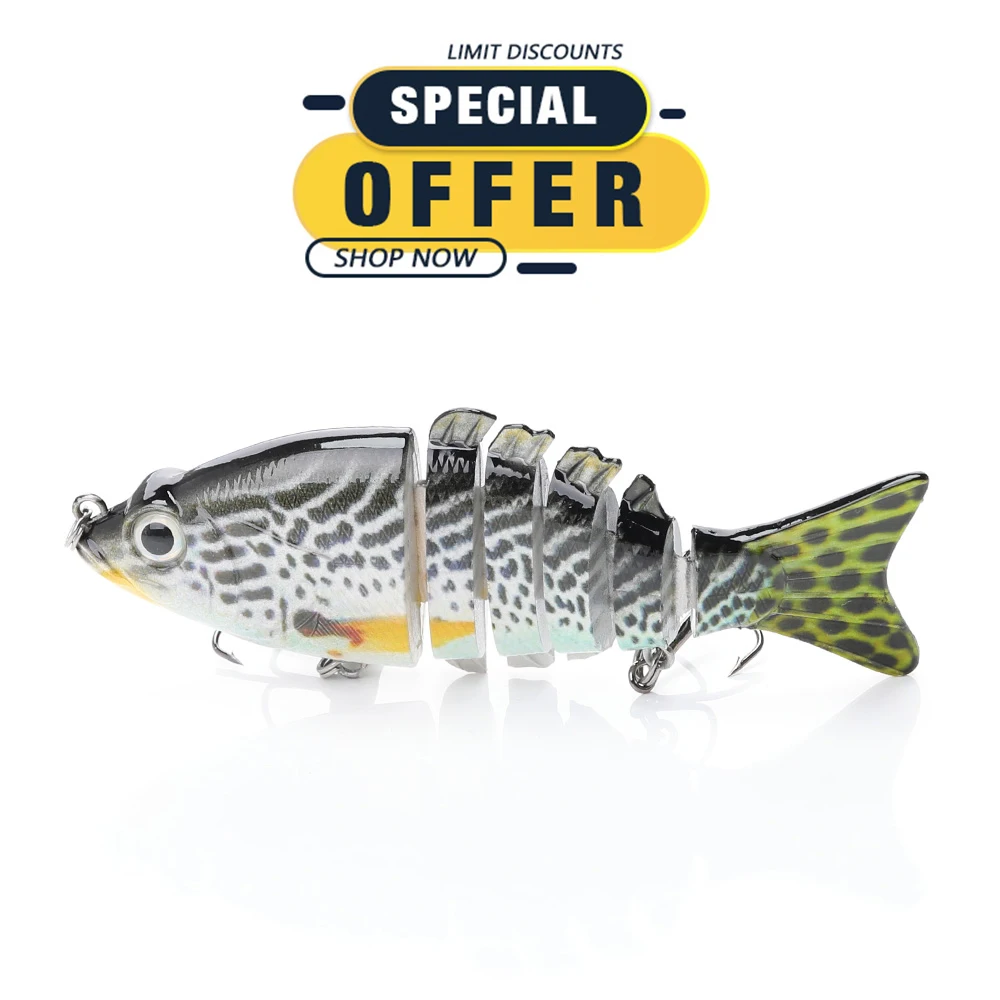 

TREHOOK 10cm 20g Mini Multi Jointed Fish Body Fishing Lures Sharp Hook 3D Fish Eyes High Resolution Body Detail Sinking Baits