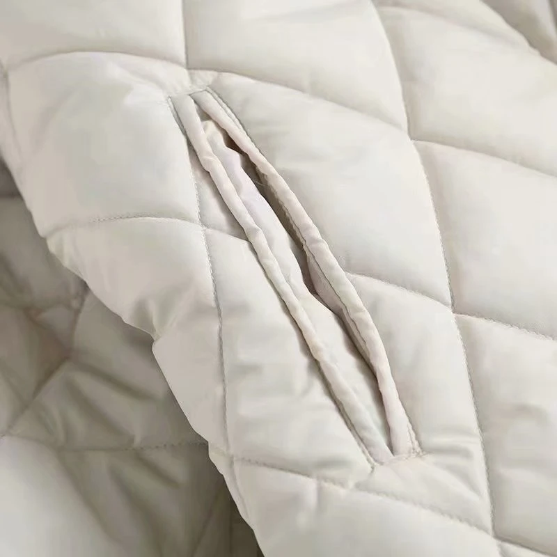 2022 Autumn Winter Women Chic Beige Oversize Long Hood Parkas Long Sleeve Buttons Pockets Female Warm Coat