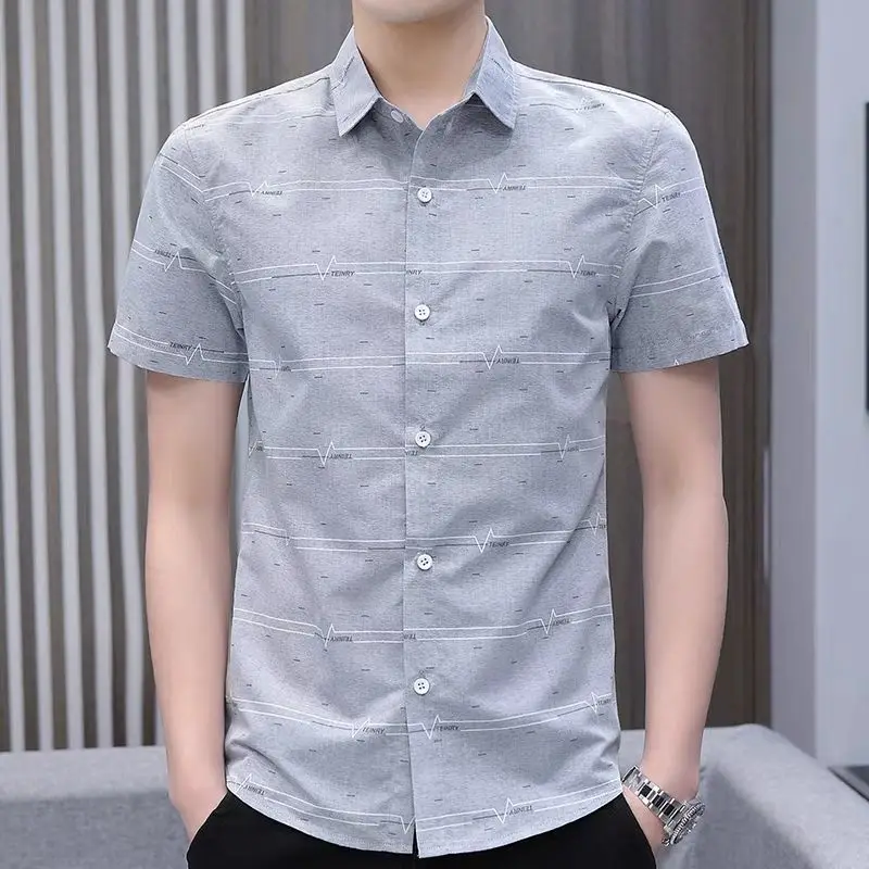 Summer Men Short Sleeve Shirt  Casual Shirts Mens Streetwear Korean Fashion Blouses Men's Clothing Outerwear Tops E87