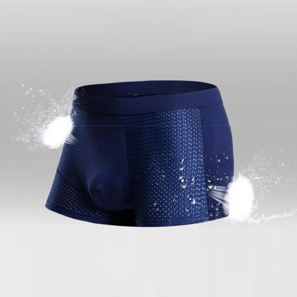 4 Pack Mens Bamboo Soft Wear Underwear Shorts Summer Ice Silk Mesh Panties Breathable Loose And Comfortable Boxer Briefs