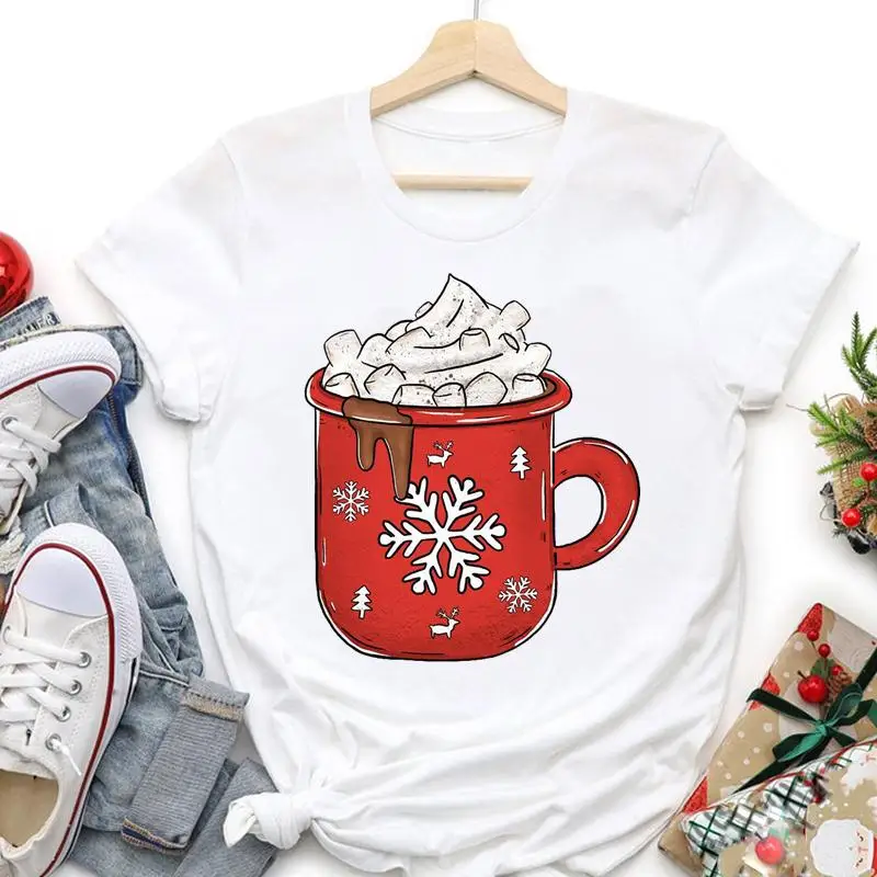 

Merry Christmas Women Holiday Tshirt New Year Trend Graphic T-shirts 90s Happy Winter 2022 Fashion Cartoon Top Travel Tees