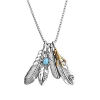 personalized feather design indiana style ladies titanium steel pendant necklace original jewelry for women chains gifts
