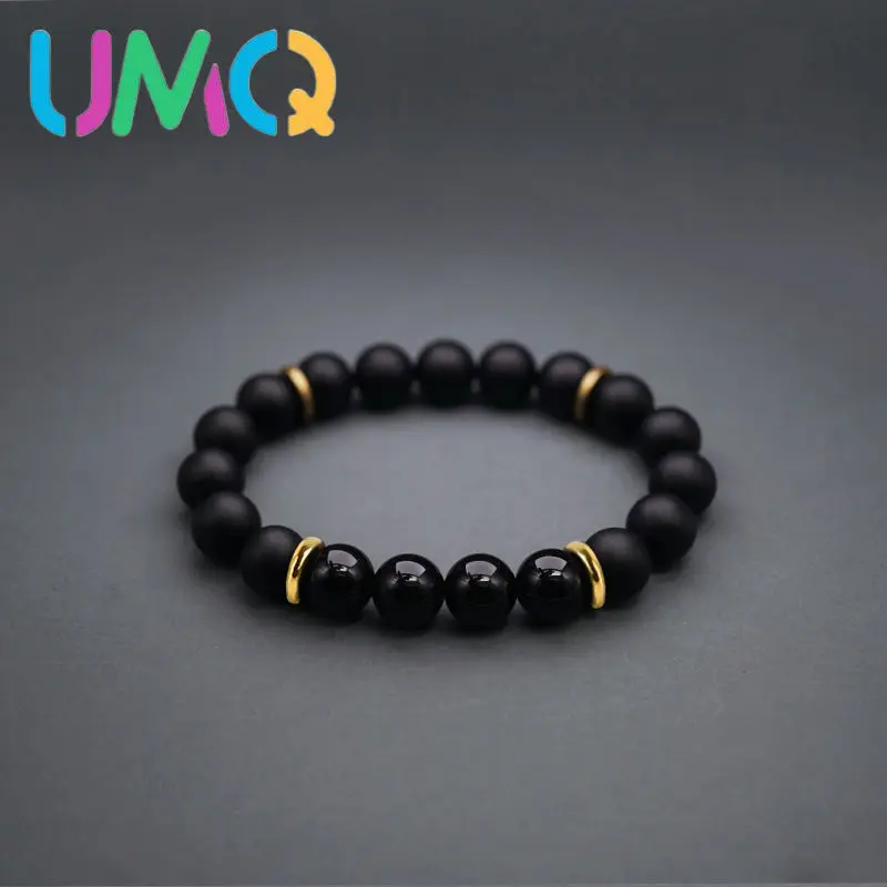 

Couple Bracelet Black Agate Trendy Men's Style Simple Minority Design Personalized Men's and Women's Two Student Korean Hand