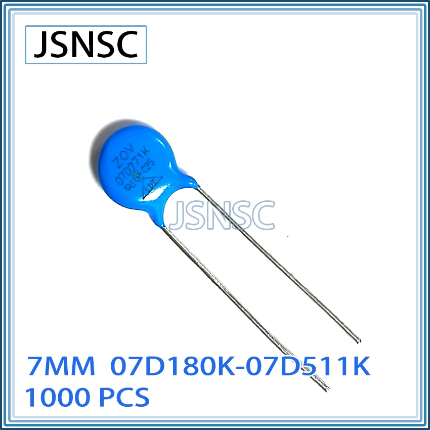 Фото Варисторы JSNSC, 1000 шт., 07D, 07D180K, 07D220K, 07D330K, 07D470K, 07D560K, 07D680K, 07D101K, 07D221K, 07D391K, 07D431K, 07D471K, 07D511K, 7 мм №2