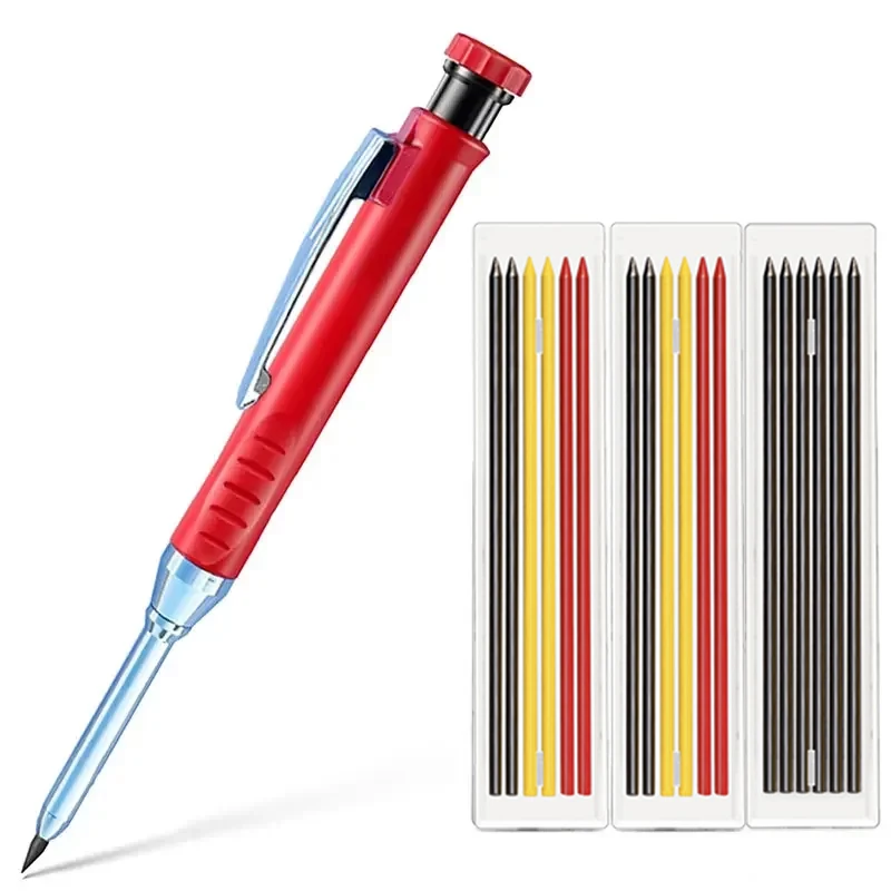 

2,8 мм твердый плотницкий механический карандаш с точилкой для деревообработки, строительства, длинная головка, плотницкий карандаш, канцелярские принадлежности