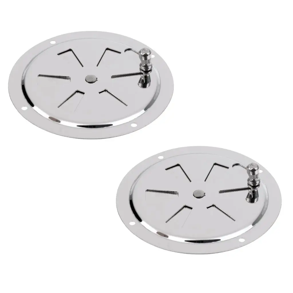 

2 Pieces Butterfly Boat Round Louvered Vent Grille Cover with Side Knob Marine Stainless Steel