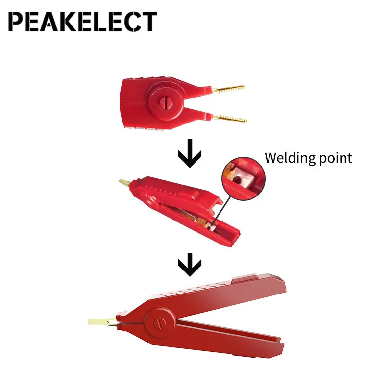 Peakelect P2004 3PCS Alligator Clip 90mm Kelvin Clamps Gold Plate Copper LCR Test Grey/Black/Red For Precision Instrume - купить по