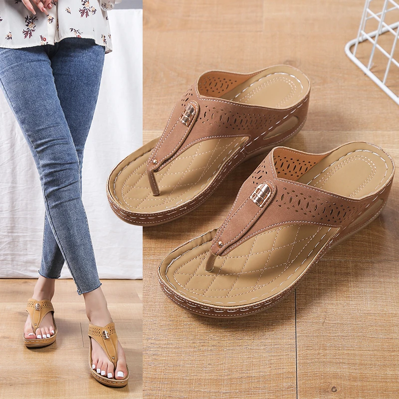 2023 New Summer Women's Flat Sandals Multi-color Retro Flower Flip-flop Women's Slippers Sandals  Slippers Women