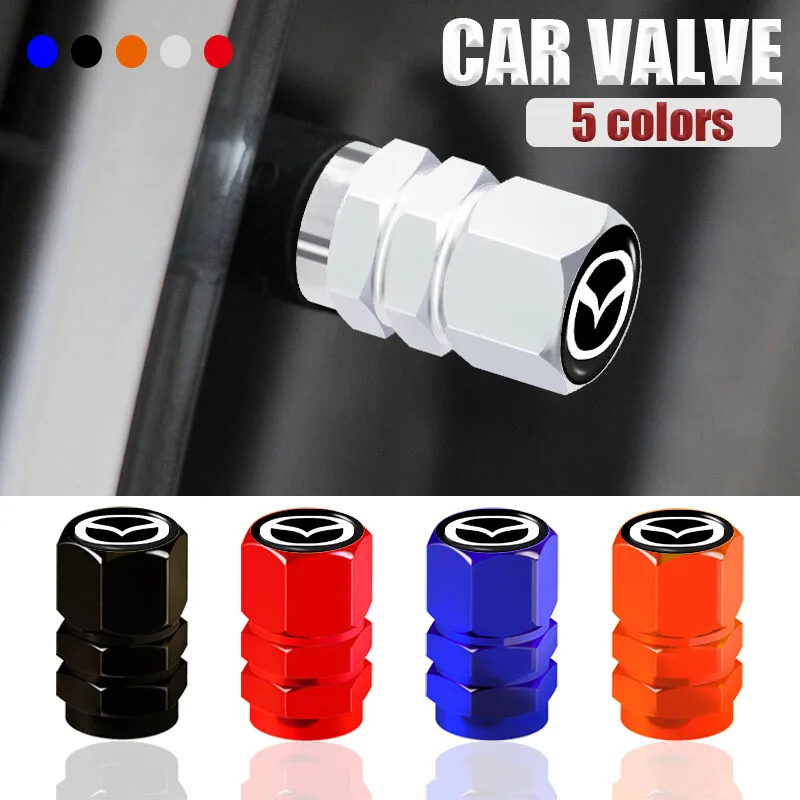

4Pcs Aluminum Alloy Car Wheel Tire Valve Caps for Mazda RX8 6 3 2022 CX5 CX6 CX9 CX30 Bt50 MX5 MX3 MS MP GL Atenza Accessories