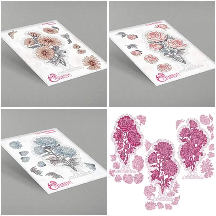 

Blooming Chrysanthemum Roses In Bloom Metal Cutting Die Scrapbook Embossed Paper Card Album Craft Template Cut Die Stencils New