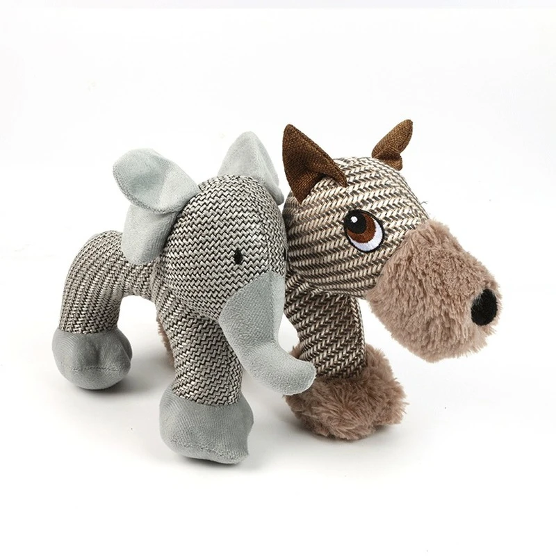 

Плюшевые жевательные игрушки для собак, льняная ткань для жевания, жевательная игрушка, устойчивая к укусам игрушка-животное для маленьких ...