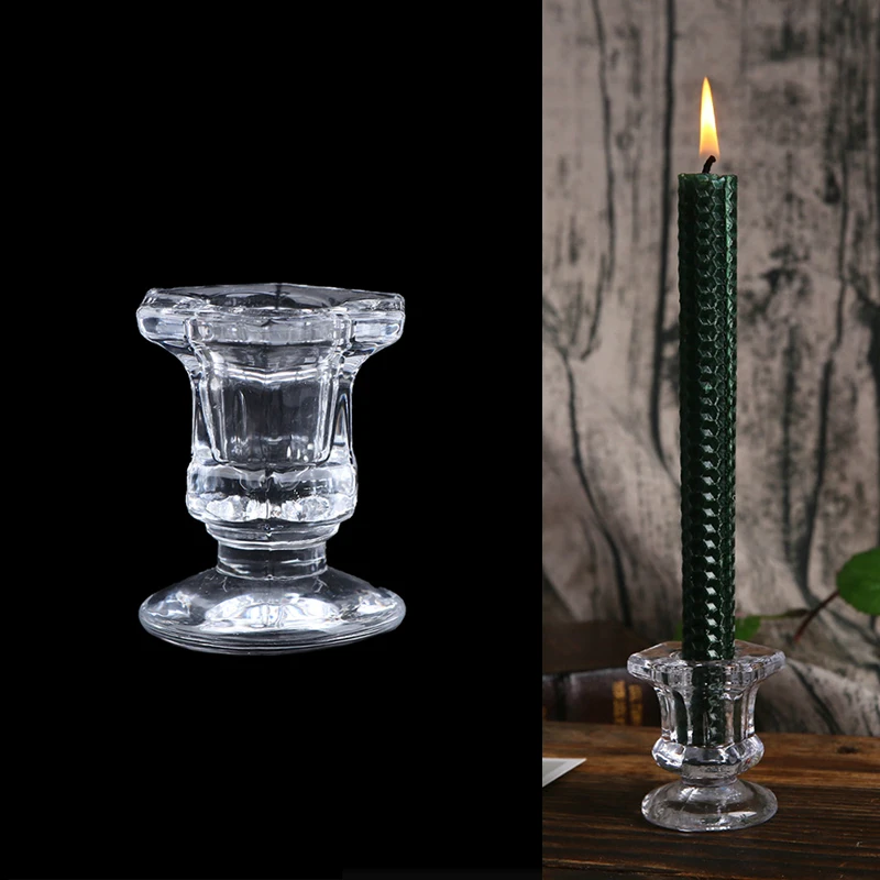1/2Pcs Crystal Glass Candle Holder Stand Wedding Candleholder Candlestick Candle Base Candelabra Dining Home Decor Candle Accs