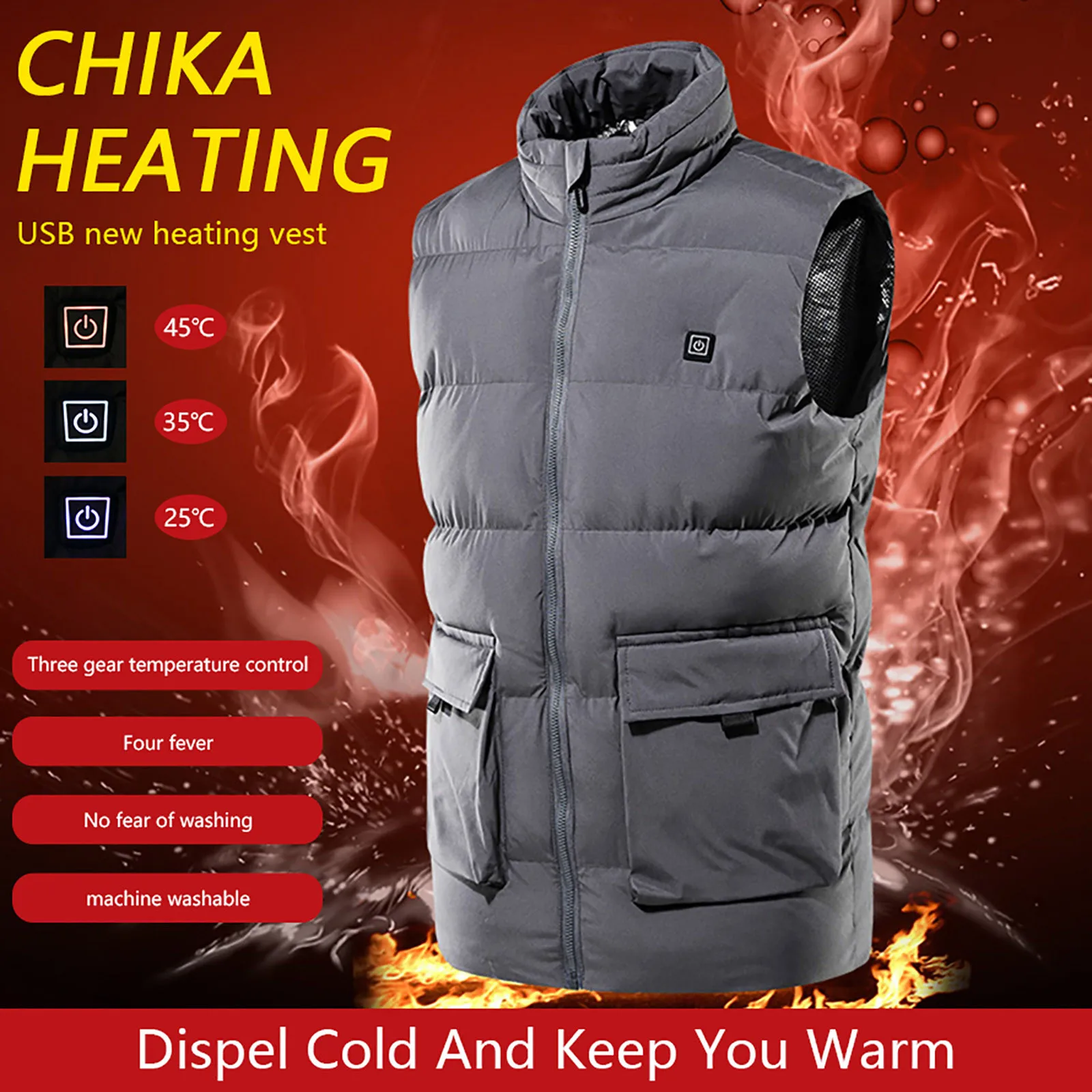 

Infrared Outdoor Women Warm Flexible Jacket Electric USB Winter Men Vest Heating Ski clothing Heated Jumpsuit Men
