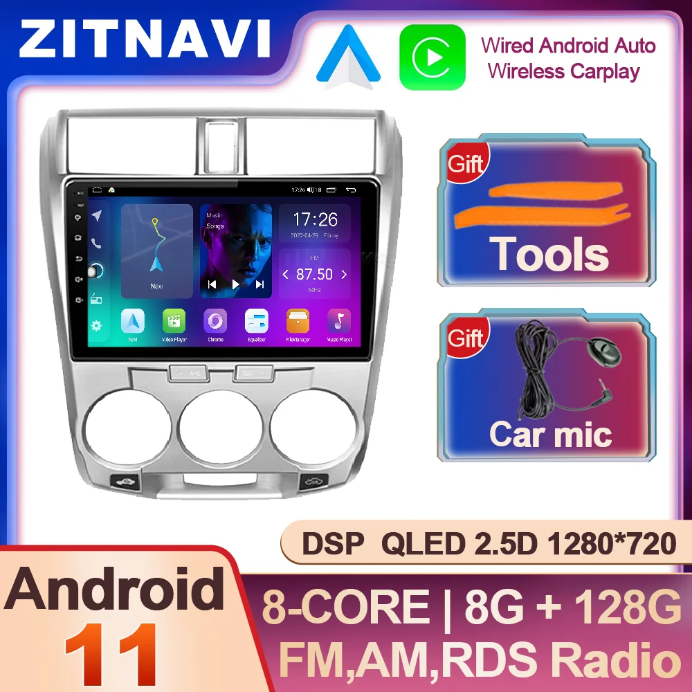 

10.1 Inch Android 11 For Honda city 2008 - 2013 Car Radio 4G LTE SWC DSP No 2din Navigation GPS BT Multimedia Player Stereo RDS