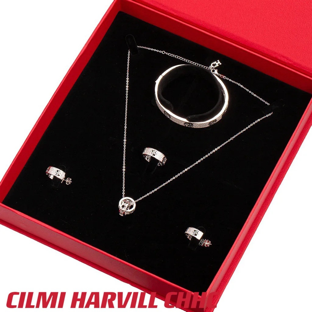 

CILMI HARVILL CHHC Women's Special Jewelry Gift Box With Four In One High-end Metal Material Silver Diamond Inlay Design