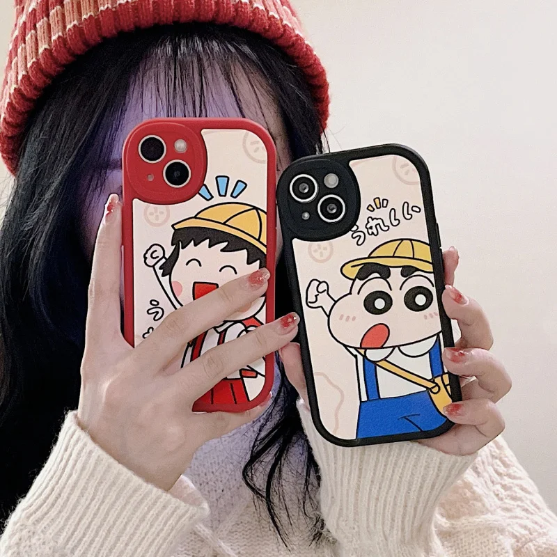 

BANDAI Cute Cartoon Crayon Shin chan Chibi Maruko chan Silicone Phone Case for iPhone 11 12 13 pro XS MAX X XR Cover