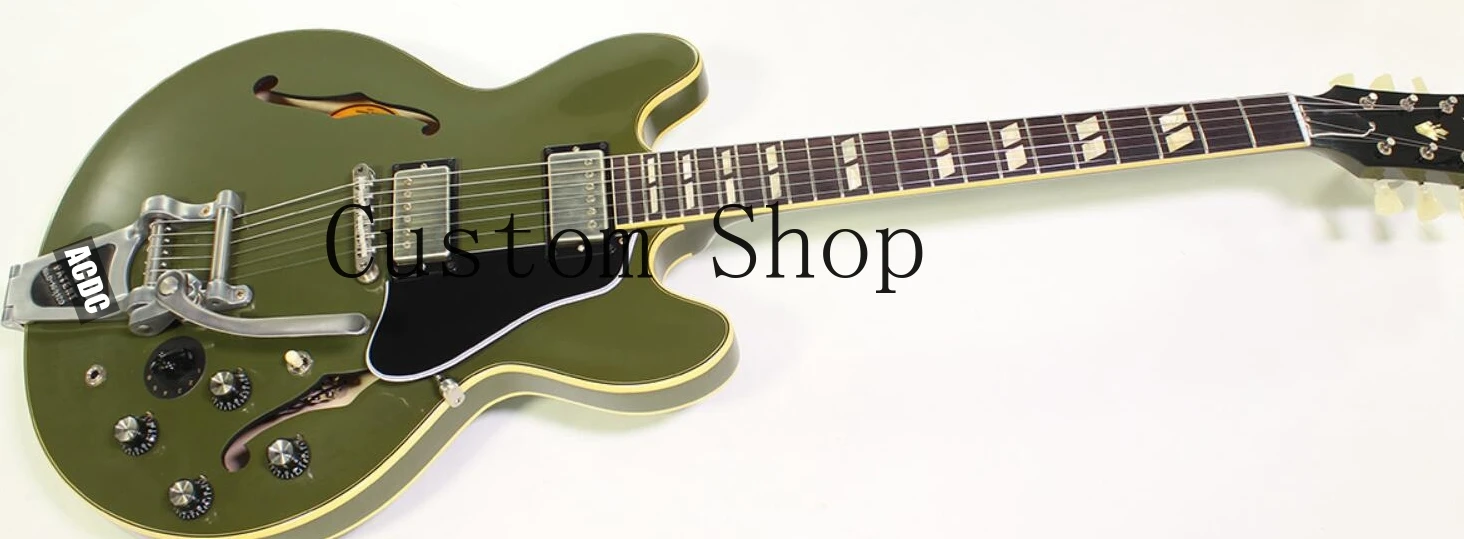 

Custom 1964 ES 345 Reissue Olive Drab Green 2018 Semi Hollow Electric Guitar Bigs Tailpiece, Varitone Knob, ABR-1 Bridge