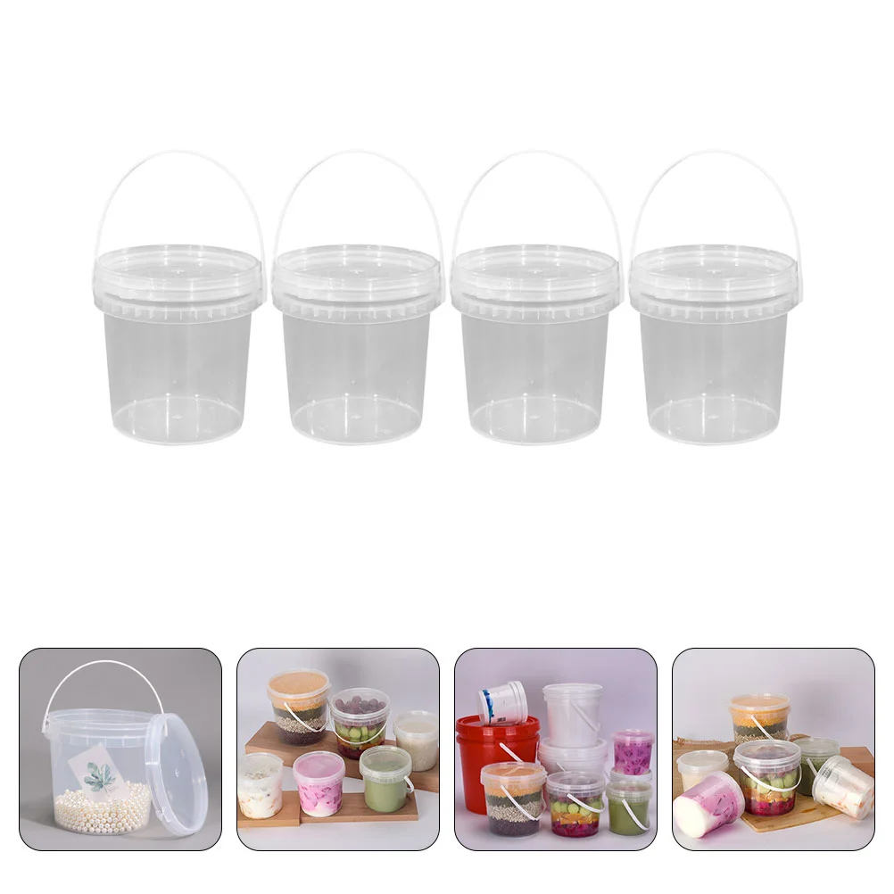 

Ice Cream Bucket Storagecontainer Containerslid Freezer Pail Tubbuckets Cups Dessert Lids Round Handle Clear Empty Tubs Jars