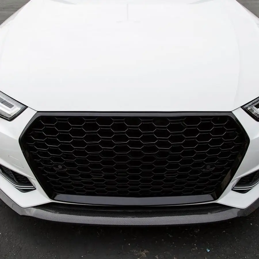 

Car Auto Bumper Grille Front Sport Hex Mesh Honeycomb Hood Grill Gloss Black for A4/S4 B9 2017 2018 For RS4 Style