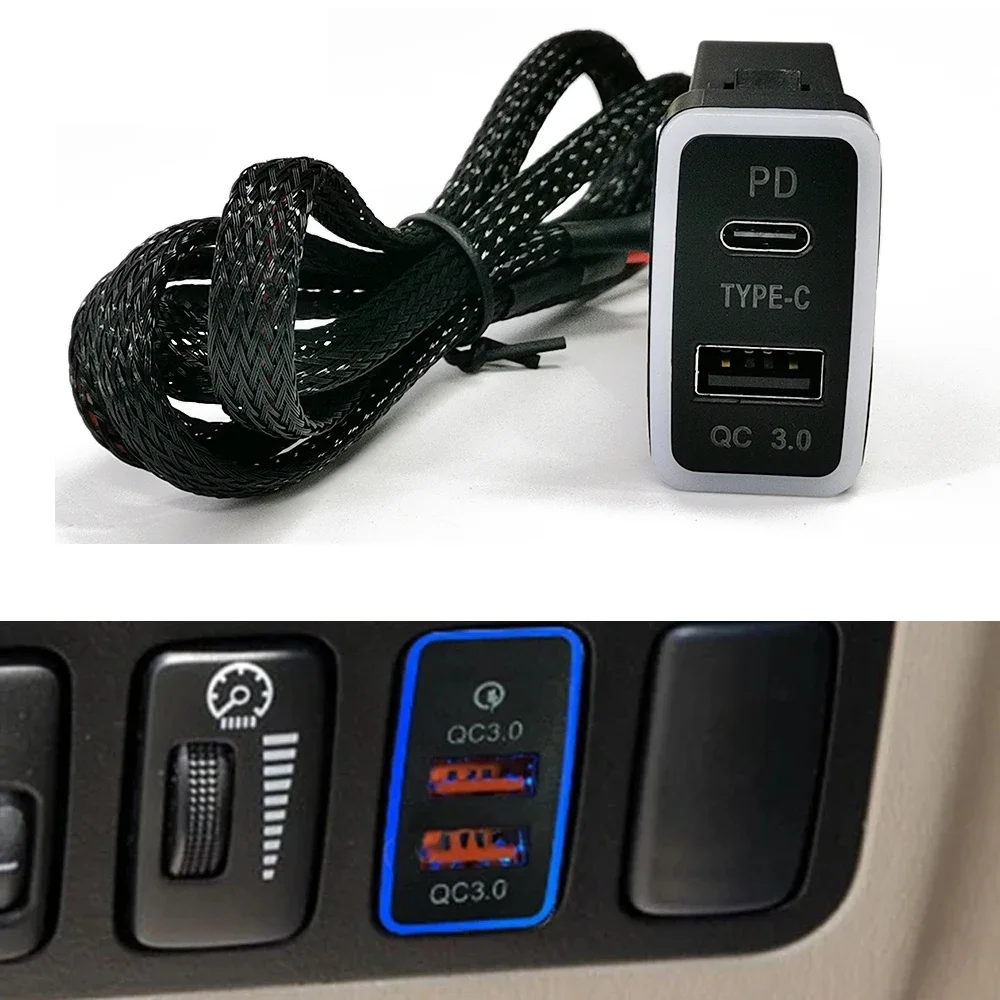 1 шт. автомобильный адаптер для быстрой зарядки с кабелем PD QC 3.0 USB зарядное