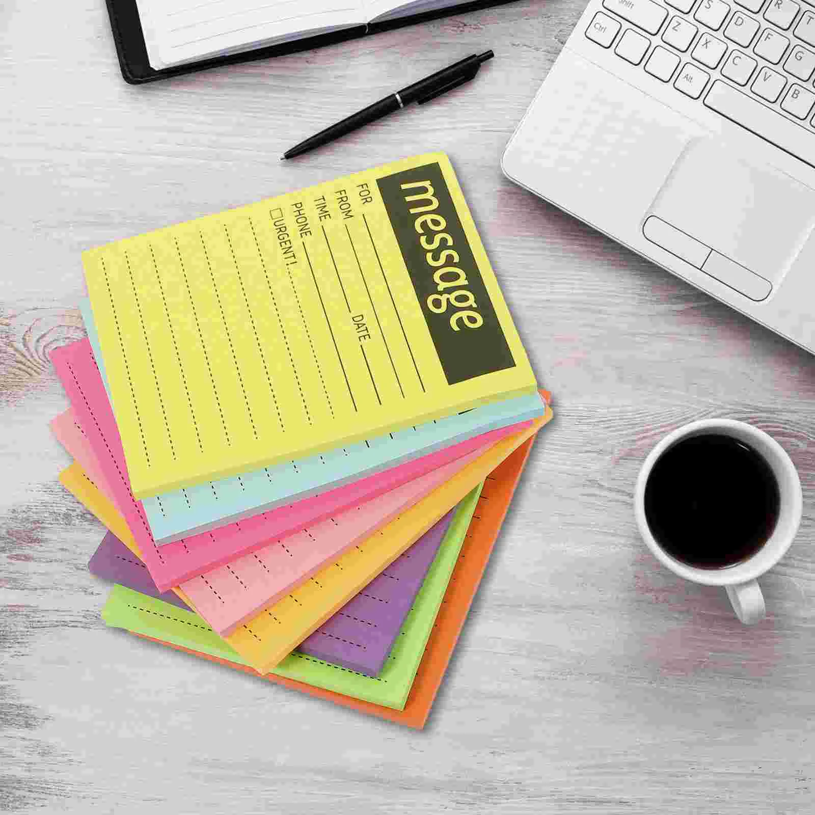 

9 Books Fluorescent Sticky Notes Memo Stickers Office Phone Message Board Multi-function Pads Daily Use Paper Coloured