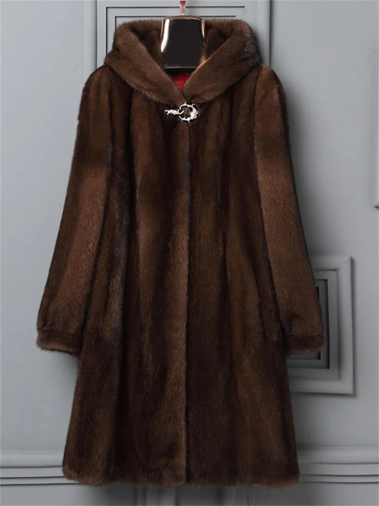Faux Fur Coat Women High Imitation Mink Fur Jackets 2022 Autumn Winter New Fashion Casual Long Loose Thick Warmth Clothes Female