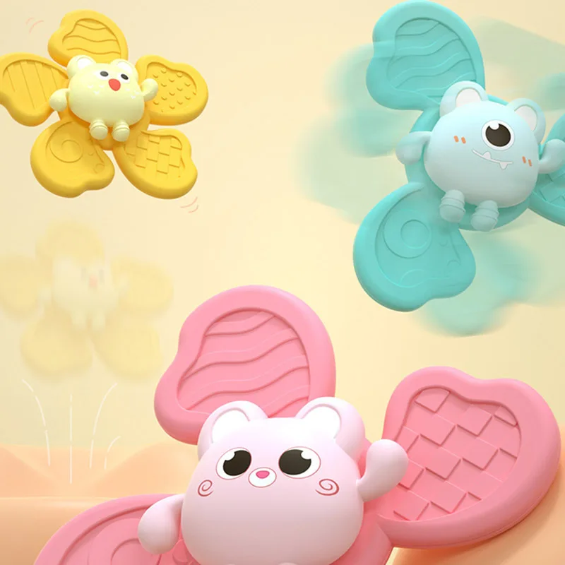

3Pcs Montessori Baby Bath Toys For Boy Children Bathing Sucker Spinner Suction Cup Toy For Kids Funny Child Rattles Teether