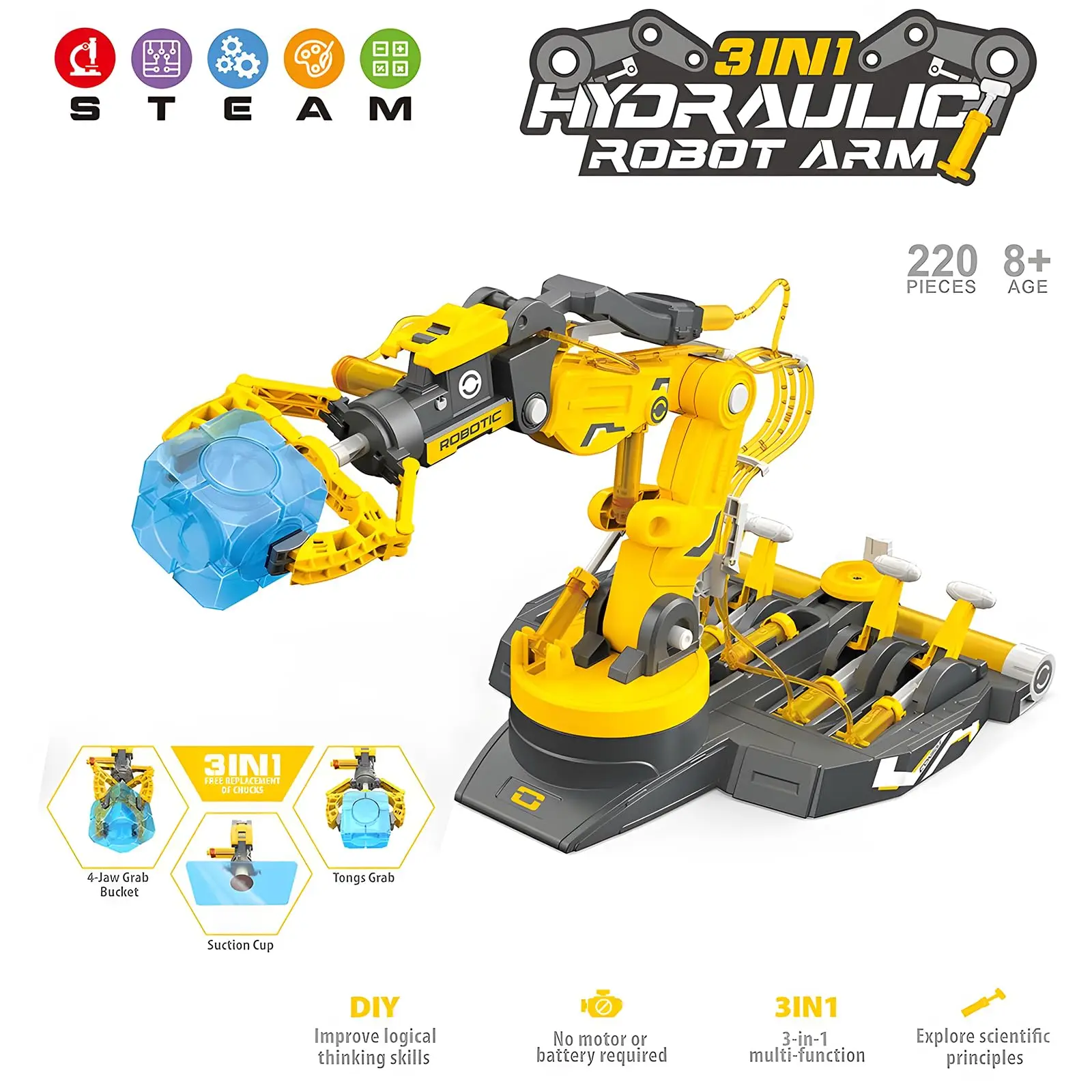 DIY 3in1 Hydrobot Arm Kit Развивающие игрушки Роботизированная рука Инженерный комплект