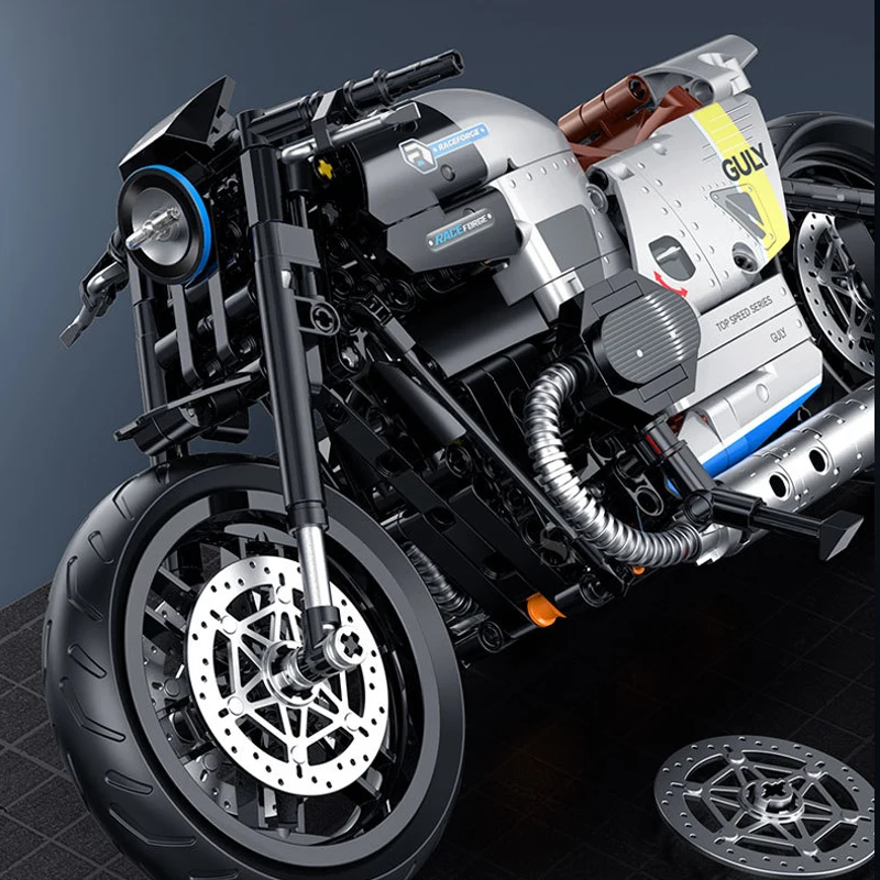 В НАЛИЧИИ MOC Технический 1:8 Мотоцикл R18 Строительные блоки Модель Локомотив