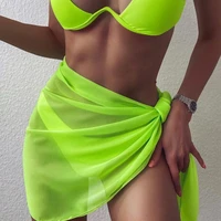 2022 new summer mesh mini skirts women bikini cover up wrap dress candy color bathing skirt women swimsuit beachwear wrap
