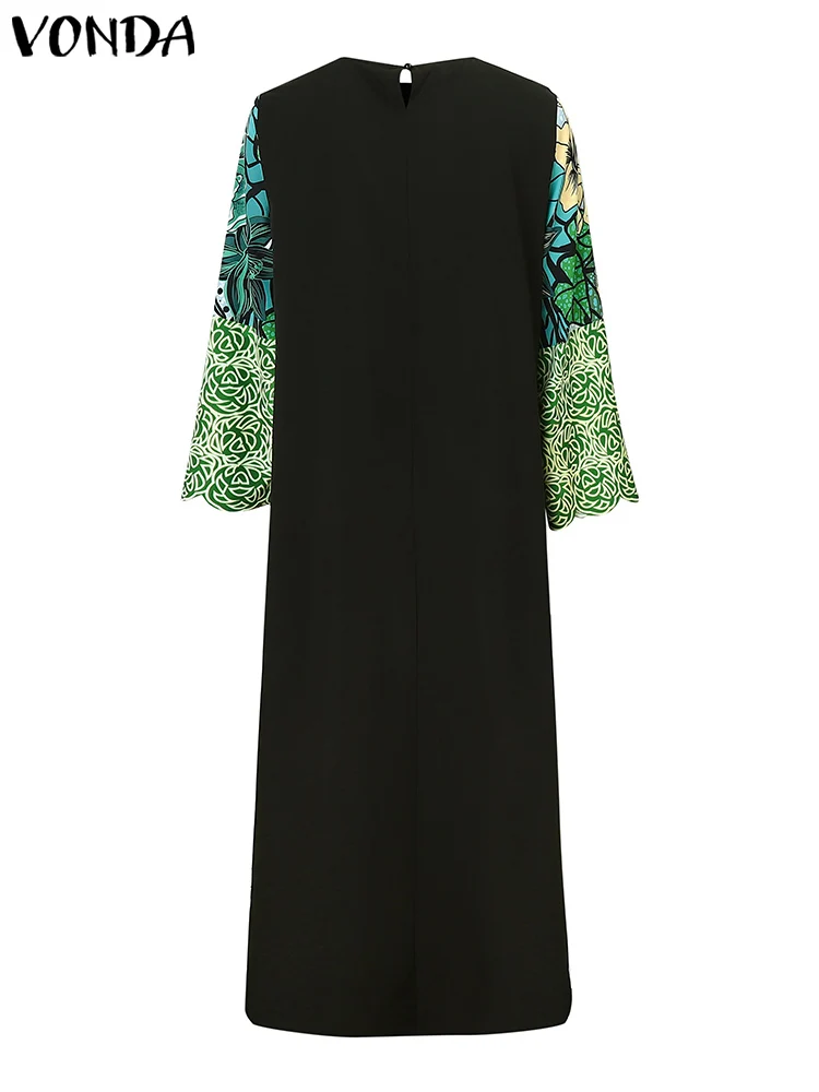 Плюс размер VONDA женское длинное платье макси 2024 элегантное с цветочным принтом