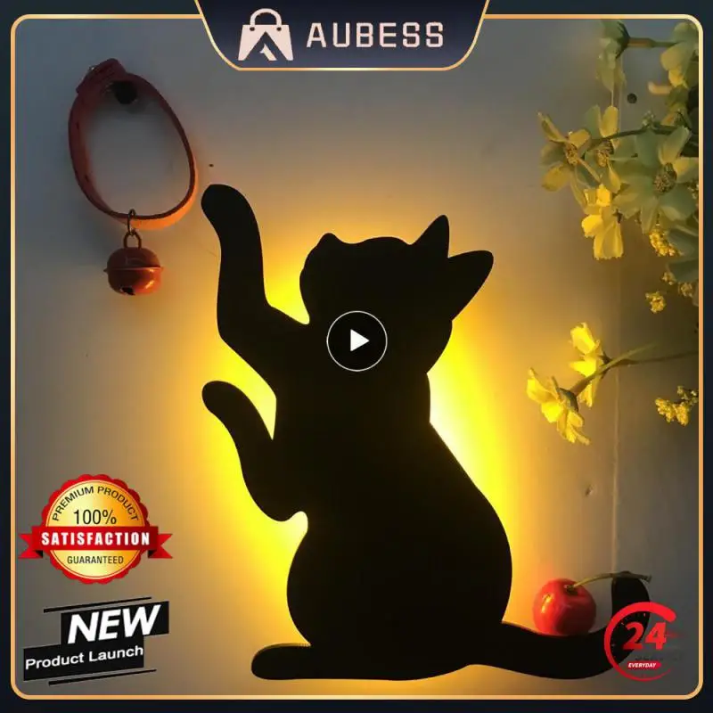 

1~6PCS Led Wall Light Sensor Night Sound Control Lamp Projection Light Cat Wall Light For Kids Bedroom Home Decor Bedside Living