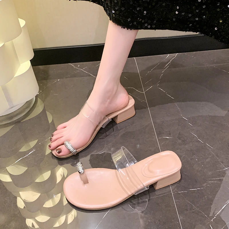 Шлепанцы женские с кристаллами роскошные сандалии на плоской подошве модные