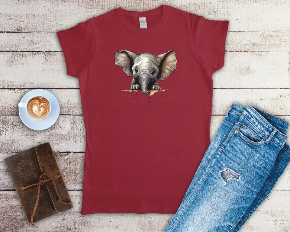 Женская облегающая футболка Peeking Elephant размеры Small-2XL
