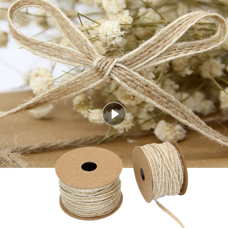

10M/Roll Jute Burlap Rolls Hessian Ribbon With Lace Vintage Rustic Wedding Decoration Party DIY Crafts Christmas Gift Packaging