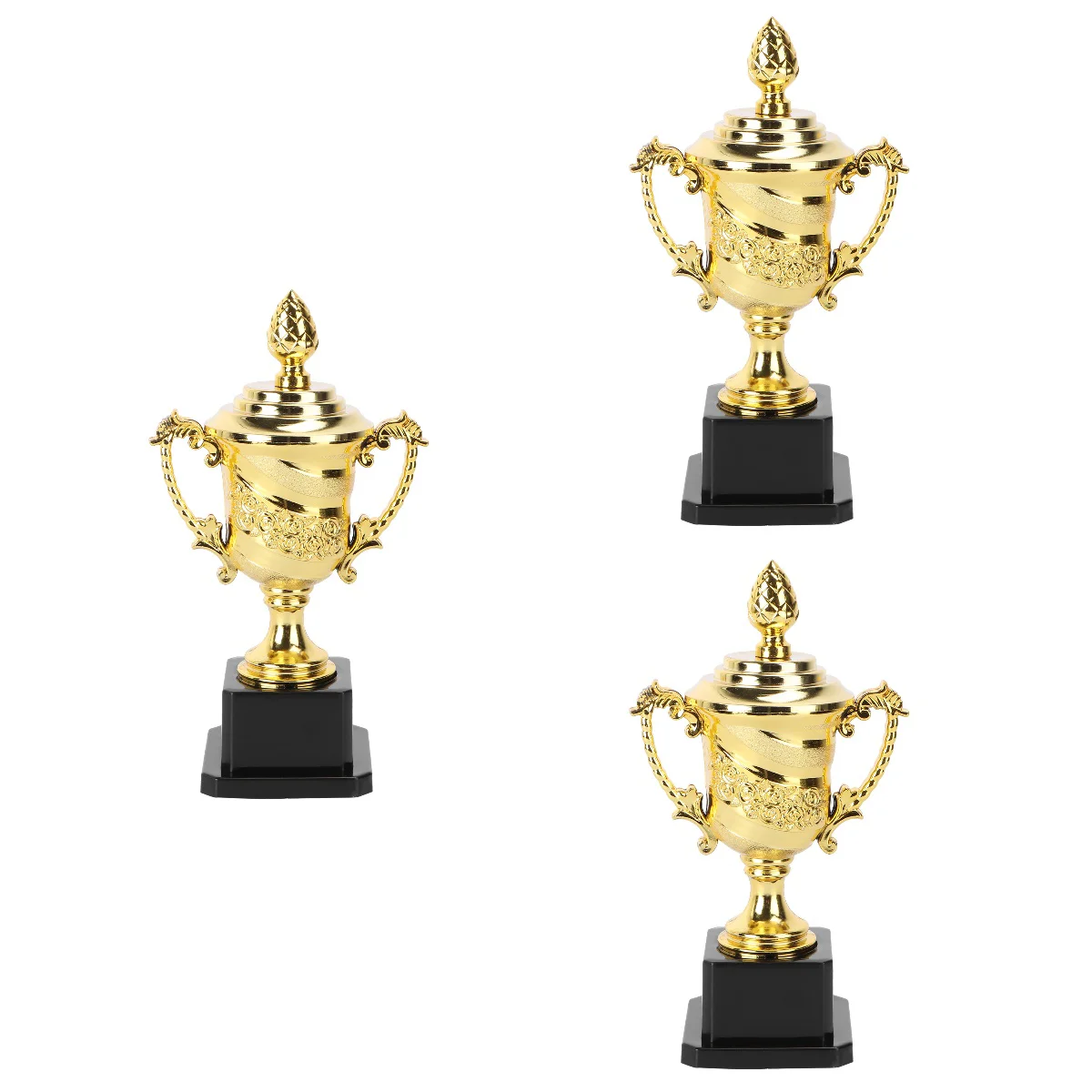 

3pcs Children Plastic Trophy Kids Sports Competitions Award with Base for School Kindergarten - 22.5CM