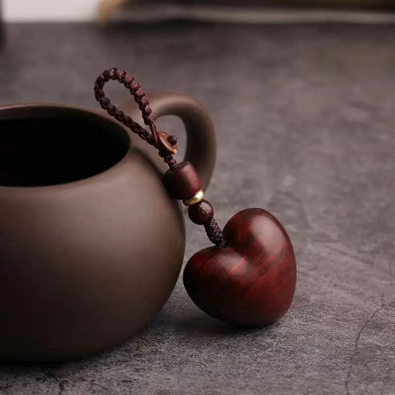 

Красный Палисандровый Деревянный Кулон «Любовь», Женский Простой Автомобильный Брелок-цепочка