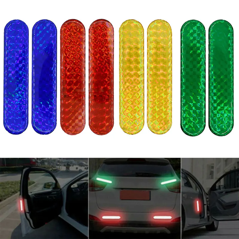 

2pcs Car Reflective Sticker Car Door Safety Warning Mark Reflector Tape Strips Auto Motorcycle Bike Reflector Stickers