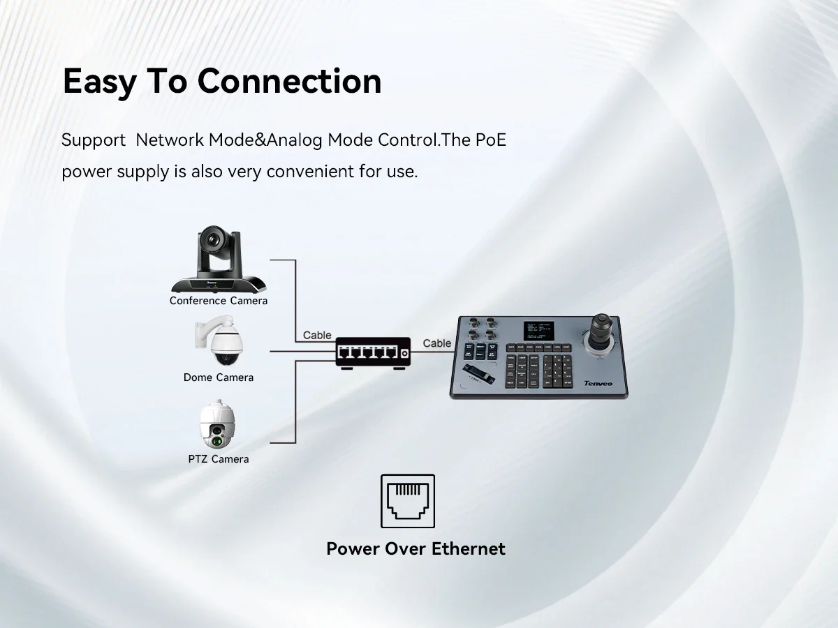 Профессиональный контроллер камеры для видеоконференций Tenveo KB200 PoE PTZ клавиатуры