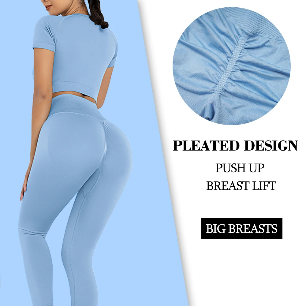 2022 Women's Tracksuit Seamless Yoga Set Workout Sportswear Gym Set Fitness Long Sleeve Top High Waist Leggings Sports Suit