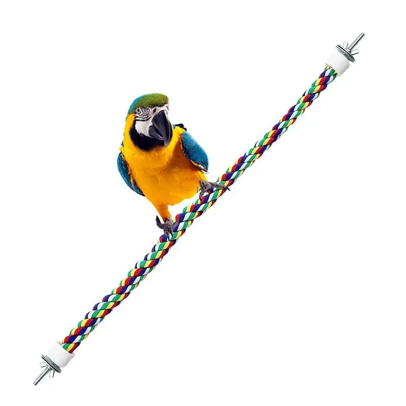 

Bird Cage Perch Stainless Steel Bendable Cage Perch For Parrot Portable Rope Toys For Cleaning Teeth Colorful Small Birds Toys