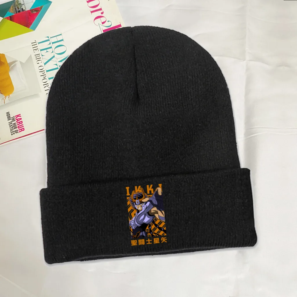 

Phoenix Ikki Skullies Beanie Saint Seiya Cartoon Japan Anime Comic Knitted Bonnet Teens Warm Caps Fashion Brimless Elastic Hats
