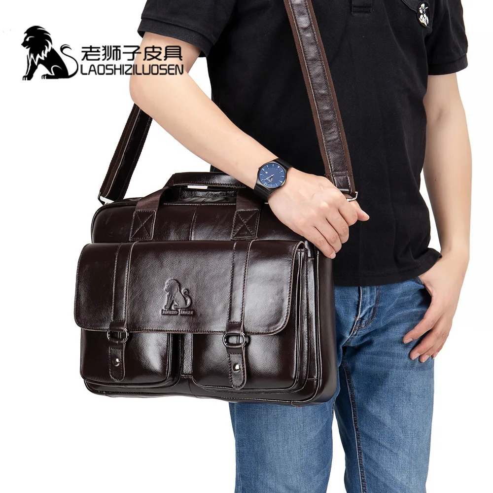 Men's Genuine Leather Crossbody Bags Male Messenger Bag Men High Quality Leather Shoulder Bags for Men Laptop Bag Man Handbags