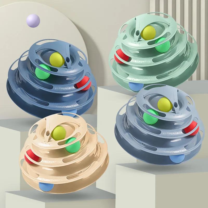 

Интерактивная башня, игрушка для кошек, вращающийся ролик, шарики, игрушки для кошек, головоломка, трек, игрушка для домашних животных, тренировочные принадлежности, аксессуары